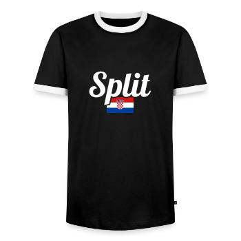 Split Croatie Drapeau croate Croate - T-shirt contrasté Homme - noir/blanc - Devant - AI Model Female 172 light (172cm) & AI Model Male 178 light (178cm)