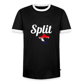 Split Map Croatia Croatian Flag Croatian - Men's Ringer Shirt - black/white - Front - AI Model Female 172 light (172cm) & AI Model Male 178 light (178cm)