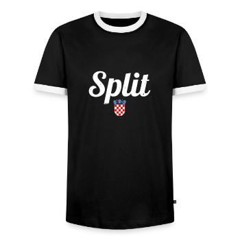 Split Vintage Wappen Kroatien Kroatische Flagge - Männer Kontrast-T-Shirt - Schwarz/Weiß - Vorne - AI Model Female 172 light (172cm) & AI Model Male 178 light (178cm)