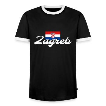 Zagreb Croatie Drapeau croate Croate - T-shirt contrasté Homme - noir/blanc - Devant - AI Model Female 172 light (172cm) & AI Model Male 178 light (178cm)