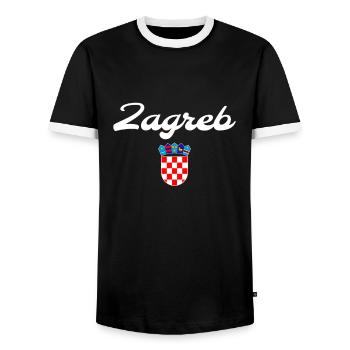 Zagreb coat of arms Croatia Croatian flag Croatian - Men's Ringer Shirt - black/white - Front - AI Model Female 172 light (172cm) & AI Model Male 178 light (178cm)