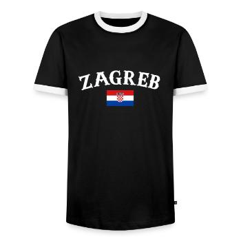 Zagreb Croatie Drapeau croate Croate - T-shirt contrasté Homme - noir/blanc - Devant - AI Model Female 172 light (172cm) & AI Model Male 178 light (178cm)