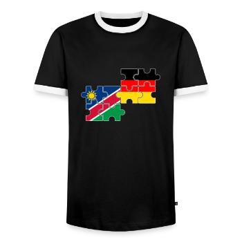 Namibia Deutschland Flagge Deutsch Namibier - Männer Kontrast-T-Shirt - Schwarz/Weiß - Vorne - AI Model Female 172 light (172cm) & AI Model Male 178 light (178cm)
