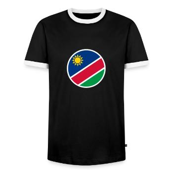 Namibia Namibische Flagge Namibier - Männer Kontrast-T-Shirt - Schwarz/Weiß - Vorne - AI Model Female 172 light (172cm) & AI Model Male 178 light (178cm)