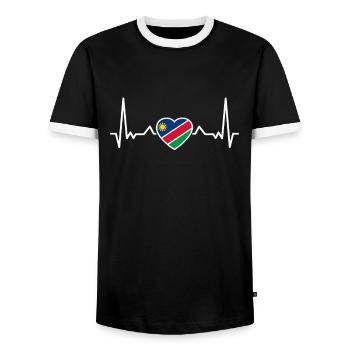 Namibia Herzschlag Namibische Flagge Namibier - Männer Kontrast-T-Shirt - Schwarz/Weiß - Vorne - AI Model Female 172 light (172cm) & AI Model Male 178 light (178cm)