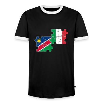 Namibia Italien Flagge Italienisch Namibier - Männer Kontrast-T-Shirt - Schwarz/Weiß - Vorne - AI Model Female 172 light (172cm) & AI Model Male 178 light (178cm)