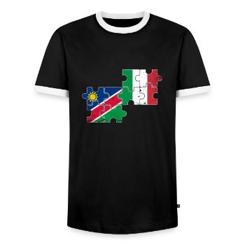 Namibia Italien Vintage Flagge Namibier - Männer Kontrast-T-Shirt - Schwarz/Weiß - Vorne - AI Model Female 172 light (172cm) & AI Model Male 178 light (178cm)