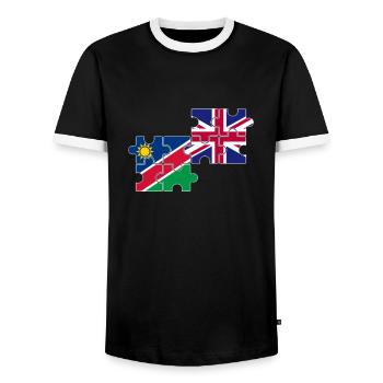 Namibia UK Flag British Namibian - Men's Ringer Shirt - black/white - Front - AI Model Female 172 light (172cm) & AI Model Male 178 light (178cm)