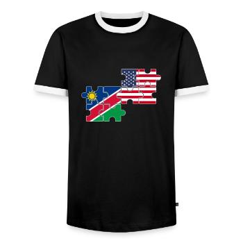 Namibia USA Flagge Amerikanisch Namibisch - Männer Kontrast-T-Shirt - Schwarz/Weiß - Vorne - AI Model Female 172 light (172cm) & AI Model Male 178 light (178cm)