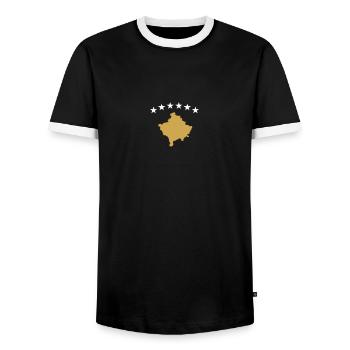 Kosovo Map Kosovar flag Kosovar - Men's Ringer Shirt - black/white - Front - AI Model Female 172 light (172cm) & AI Model Male 178 light (178cm)