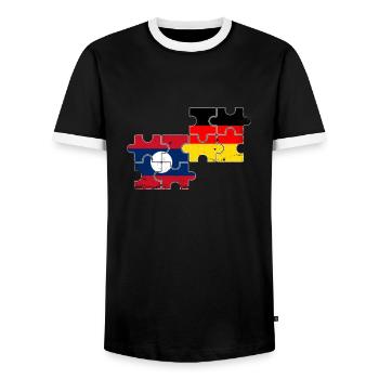 Laos Allemagne Drapeau Vintage Laotien Allemand - T-shirt contrasté Homme - noir/blanc - Devant - AI Model Female 172 light (172cm) & AI Model Male 178 light (178cm)