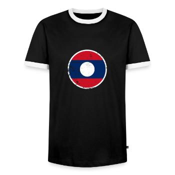 Laos Vintage Laotian Flag Laotian - T-shirt contrasté Homme - noir/blanc - Devant - AI Model Female 172 light (172cm) & AI Model Male 178 light (178cm)