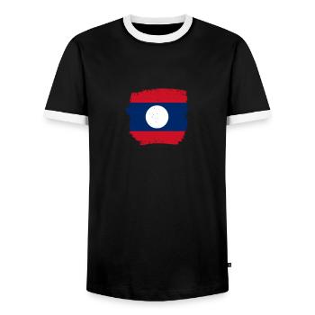 Laos Vintage Laotian Flag Laotian - T-shirt contrasté Homme - noir/blanc - Devant - AI Model Female 172 light (172cm) & AI Model Male 178 light (178cm)