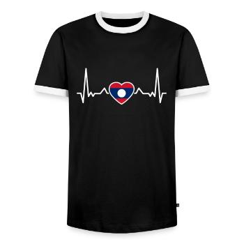 Laos heartbeat Drapeau laotien Laotien - T-shirt contrasté Homme - noir/blanc - Devant - AI Model Female 172 light (172cm) & AI Model Male 178 light (178cm)