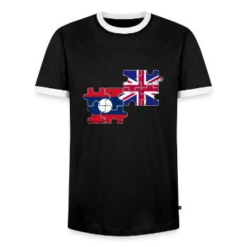 Laos Royaume-Uni Vintage Flag Laotien britannique - T-shirt contrasté Homme - noir/blanc - Devant - AI Model Female 172 light (172cm) & AI Model Male 178 light (178cm)