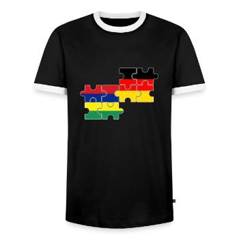 Mauritius Germany Flag German Mauritians - Men's Ringer Shirt - black/white - Front - AI Model Female 172 light (172cm) & AI Model Male 178 light (178cm)