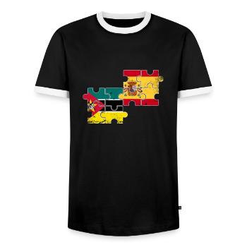 Mozambique Spain Vintage Flag Mozambican - Men's Ringer Shirt - black/white - Front - AI Model Female 172 light (172cm) & AI Model Male 178 light (178cm)