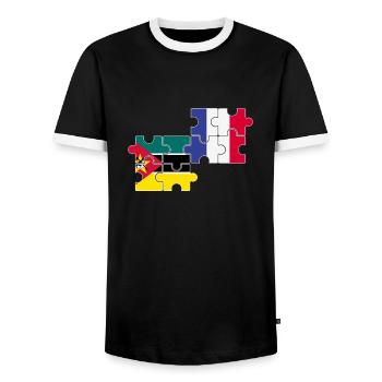 Mozambique France flag Mozambican - Men's Ringer Shirt - black/white - Front - AI Model Female 172 light (172cm) & AI Model Male 178 light (178cm)