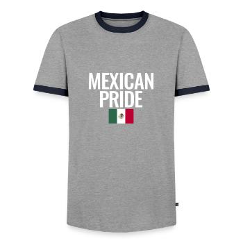 Mexican Pride Mexico Mexican Flag Mexicans - Men's Ringer Shirt - grey/navy  - Front - AI Model Female 172 light (172cm) & AI Model Male 178 light (178cm)