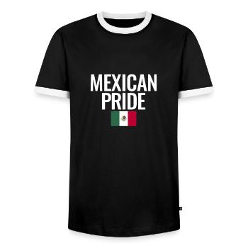 Mexican Pride Mexico Mexican Flag Mexicans - Men's Ringer Shirt - black/white - Front - AI Model Female 172 light (172cm) & AI Model Male 178 light (178cm)