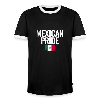 Mexican Pride Vintage Mexico Flag Mexican - Men's Ringer Shirt - black/white - Front - AI Model Female 172 light (172cm) & AI Model Male 178 light (178cm)