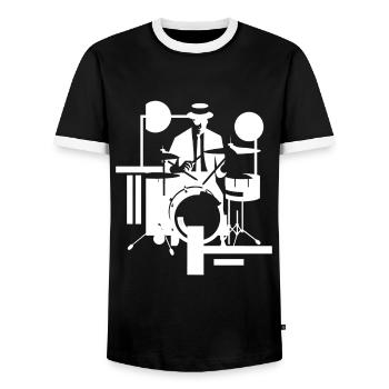 Drummer chill - Männer Kontrast-T-Shirt - Schwarz/Weiß - Vorne - AI Model Female 172 light (172cm) & AI Model Male 178 light (178cm)