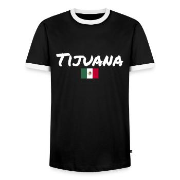 Tijuana Mexico Mexican flag Mexicans - Men's Ringer Shirt - black/white - Front - AI Model Female 172 light (172cm) & AI Model Male 178 light (178cm)