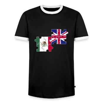 Mexico UK flag British Mexicans - Men's Ringer Shirt - black/white - Front - AI Model Female 172 light (172cm) & AI Model Male 178 light (178cm)