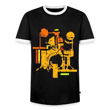 Drummer chill color - Männer Kontrast-T-Shirt - Schwarz/Weiß - Vorne - AI Model Female 172 light (172cm) & AI Model Male 178 light (178cm)