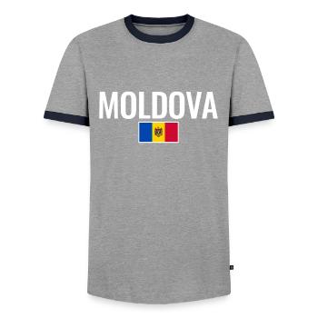 Moldau Moldauische Flagge Moldauer - Männer Kontrast-T-Shirt - Grau/Navy  - Vorne - AI Model Female 172 light (172cm) & AI Model Male 178 light (178cm)