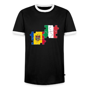 Moldova Italy Flag Italian Moldovan - Men's Ringer Shirt - black/white - Front - AI Model Female 172 light (172cm) & AI Model Male 178 light (178cm)
