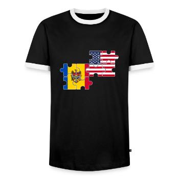 Moldova USA Flag American Moldovan - Men's Ringer Shirt - black/white - Front - AI Model Female 172 light (172cm) & AI Model Male 178 light (178cm)