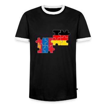 Mongolie Allemagne Drapeau Allemand Mongol - T-shirt contrasté Homme - noir/blanc - Devant - AI Model Female 172 light (172cm) & AI Model Male 178 light (178cm)
