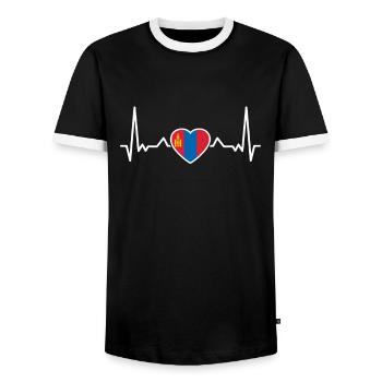 Mongolie Heartbeat Drapeau mongol - T-shirt contrasté Homme - noir/blanc - Devant - AI Model Female 172 light (172cm) & AI Model Male 178 light (178cm)