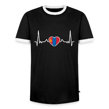 Mongolie Vintage Heartbeat Drapeau mongol - T-shirt contrasté Homme - noir/blanc - Devant - AI Model Female 172 light (172cm) & AI Model Male 178 light (178cm)
