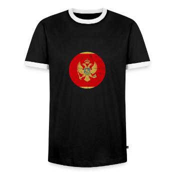 Montenegro Vintage Flag Montenegrins - Men's Ringer Shirt - black/white - Front - AI Model Female 172 light (172cm) & AI Model Male 178 light (178cm)