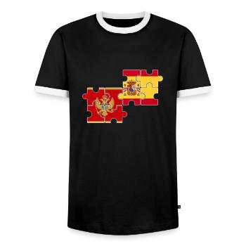 Montenegro Spain Flag Montenegrins - Men's Ringer Shirt - black/white - Front - AI Model Female 172 light (172cm) & AI Model Male 178 light (178cm)