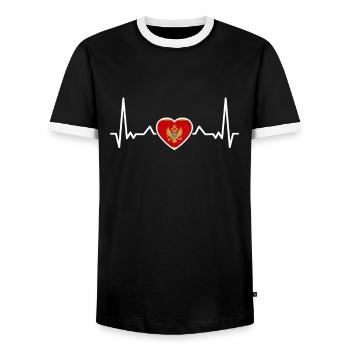 Montenegro heartbeat flag Montenegrins - Men's Ringer Shirt - black/white - Front - AI Model Female 172 light (172cm) & AI Model Male 178 light (178cm)