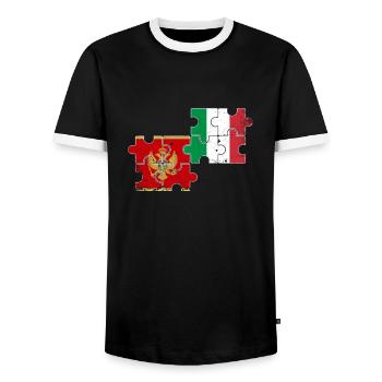 Montenegro Italy Vintage Flag Montenegrins - Men's Ringer Shirt - black/white - Front - AI Model Female 172 light (172cm) & AI Model Male 178 light (178cm)