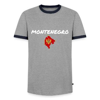 Montenegro Karte Flagge Montenegriner - Männer Kontrast-T-Shirt - Grau/Navy  - Vorne - AI Model Female 172 light (172cm) & AI Model Male 178 light (178cm)