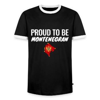 Proud To Be Montenegran Map Flag Montenegro - Men's Ringer Shirt - black/white - Front - AI Model Female 172 light (172cm) & AI Model Male 178 light (178cm)