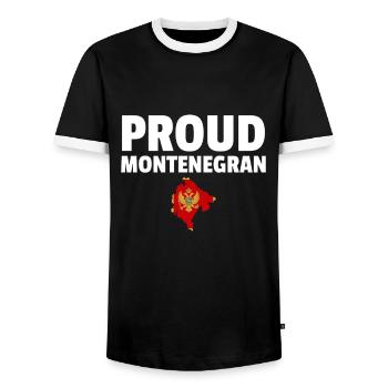 Proud Montenegran Map Montenegro Flag - Men's Ringer Shirt - black/white - Front - AI Model Female 172 light (172cm) & AI Model Male 178 light (178cm)