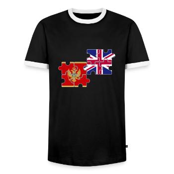 Montenegro UK Flag British Montenegrin - Men's Ringer Shirt - black/white - Front - AI Model Female 172 light (172cm) & AI Model Male 178 light (178cm)