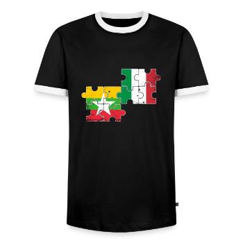 Myanmar Italy Vintage Flag Myanmare - Men's Ringer Shirt - black/white - Front - AI Model Female 172 light (172cm) & AI Model Male 178 light (178cm)