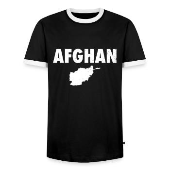 Afghan Afghanistan Karte Vintage Afghanische - Männer Kontrast-T-Shirt - Schwarz/Weiß - Vorne - AI Model Female 172 light (172cm) & AI Model Male 178 light (178cm)