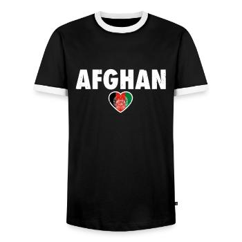 Afghan Afghanistan Heart Vintage Drapeau afghan - T-shirt contrasté Homme - noir/blanc - Devant - AI Model Female 172 light (172cm) & AI Model Male 178 light (178cm)
