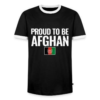 Fier d’être afghan drapeau afghan vintage - T-shirt contrasté Homme - noir/blanc - Devant - AI Model Female 172 light (172cm) & AI Model Male 178 light (178cm)