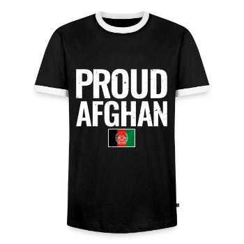 Proud Afghan Afghanistan Vintage Flagge - Männer Kontrast-T-Shirt - Schwarz/Weiß - Vorne - AI Model Female 172 light (172cm) & AI Model Male 178 light (178cm)