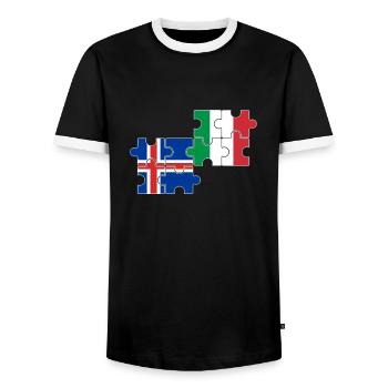 Iceland Italy Flag Italian Icelandic - Men's Ringer Shirt - black/white - Front - AI Model Female 172 light (172cm) & AI Model Male 178 light (178cm)
