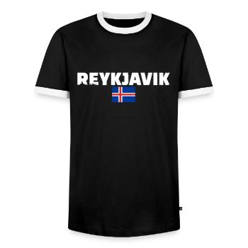 Île de Reykjavík Drapeau islandais vintage - T-shirt contrasté Homme - noir/blanc - Devant - AI Model Female 172 light (172cm) & AI Model Male 178 light (178cm)